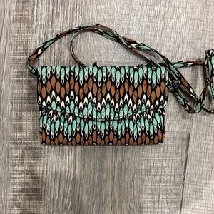 Vera Bradley Crossbody Wallet - Brown and Green